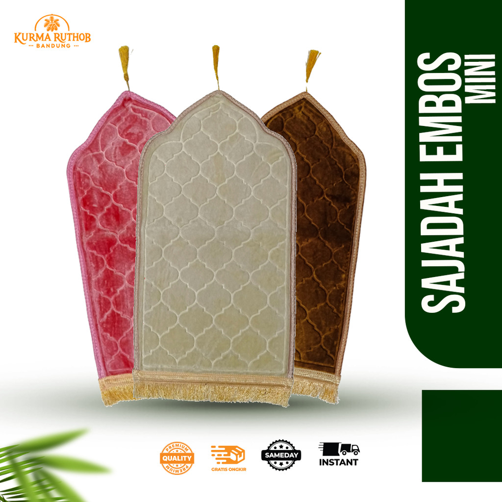 SAJADAH EMBOS MINI KUBAH POLOS / SAJADAH TURKEY MINIMALIS TEBAL ANTI SLIP