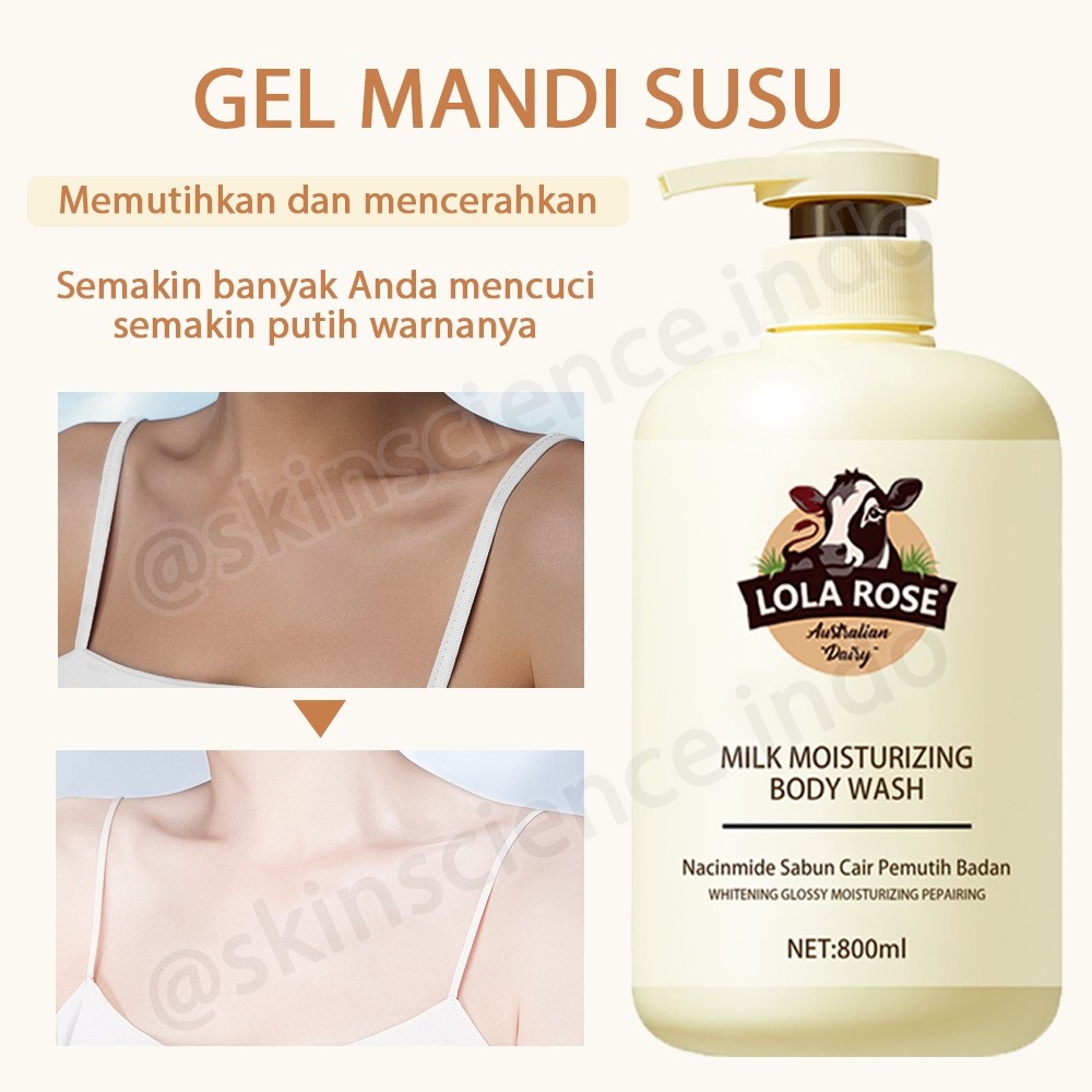 【BPOM】【LOLA ROSE】Whitening Body Wash Sabun Cair Pemutih Badan Permanen Mandi Susu Pemutih Badan Spa 