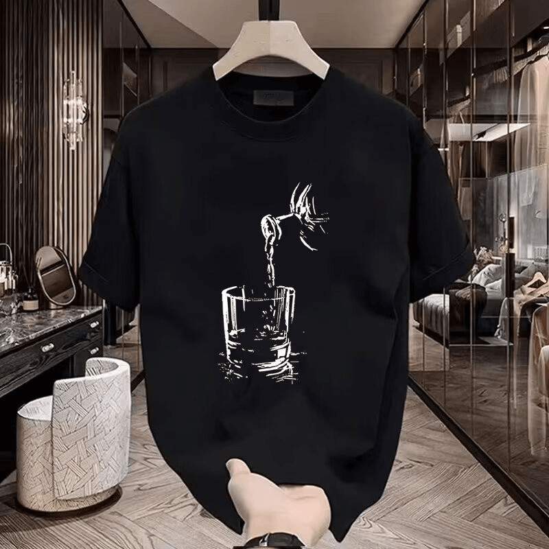 Kaos Distro Motif Gelas Whisky - Desain Keren Unisex - Limited Edition Kaos Distro Pria Hitam Putih