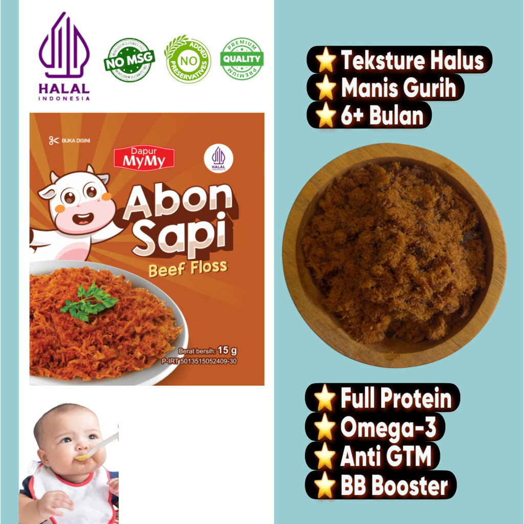 

N3V- Abon Sapi Abon MPASI Non MSG BB Booster Mulai 6+ Bulan Penambah Nafsu Makan Anak Tanpa Campuran Kemasan Ekonomis