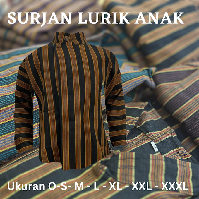 Hitam Hijau Surjan Solo Jogja Lurik Anak Ukuran S-2XL NEW