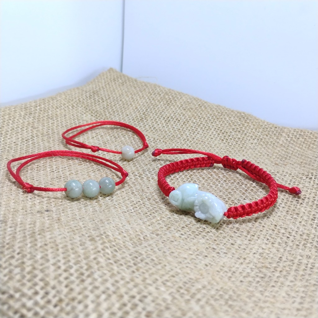 Gelang Tali Merah Keberuntungan Giok Myanmar – Handmade Feng Shui Protection Bracelet GL-99