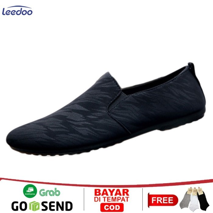 ORIGINAL Leedoo Sepatu Pria Slip On Casual Kanvas Pantofel Kerja