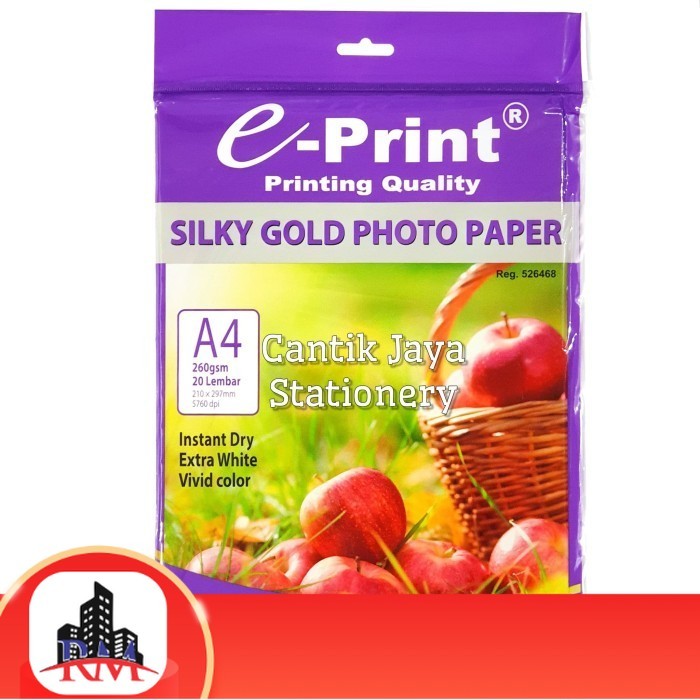 

Kertas Foto E-Print Silky Gold Photo Paper A4 260gsm 20's