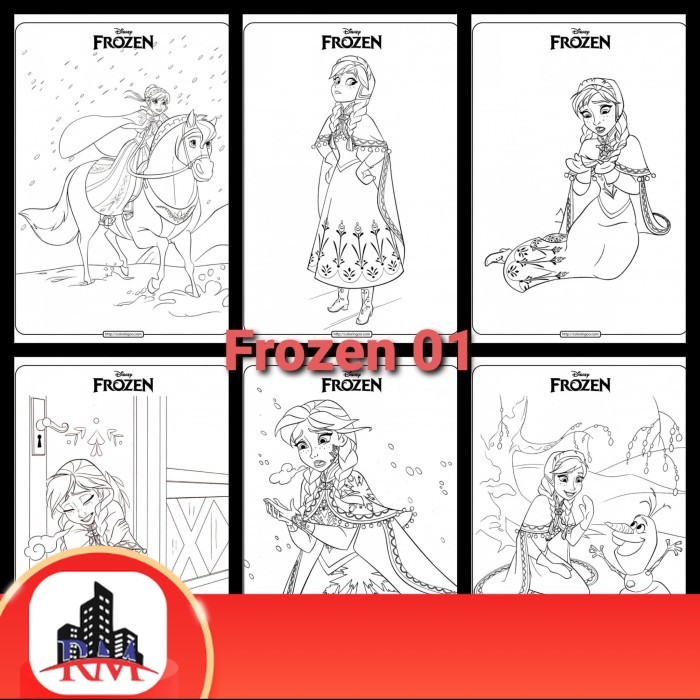 

Kertas Mewarnai (bukan buku) Karakter Frozen per Seri isi 6 lembar