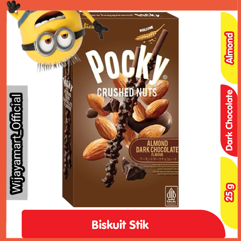 

Pocky Crushed Nuts Biskuit Stik Almond Dark Cokelat 25 g