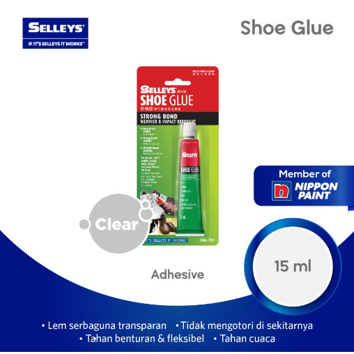 

LEM SEPATU SANDAL SELLEYS SHOE GLUE 15mL NIPPON PAINT Kulit Kanvas Kain Karet Gabus Busa