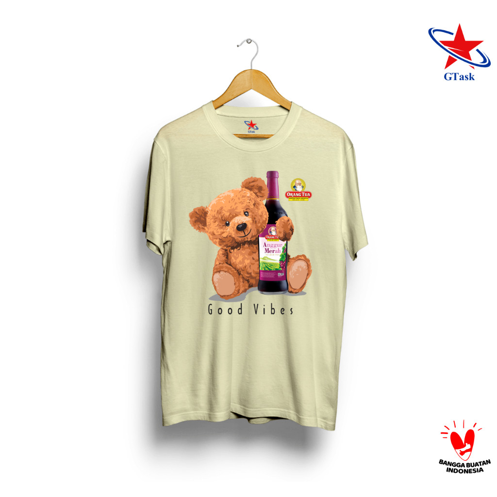 Kaos Bear Anggur Merah | Baju Kaos Amer Cap Orang Tua | Baju Distro Cotton Premium Nyaman Terlaris