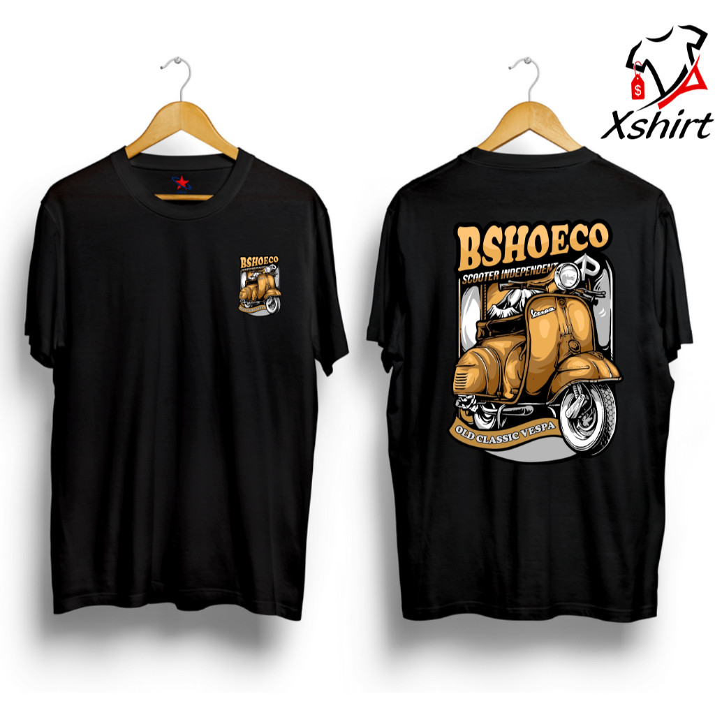 Baju Kaos BSHOECO Scooter Independent | Tshirt Old Classic Vespa Cotton Combed Nyaman