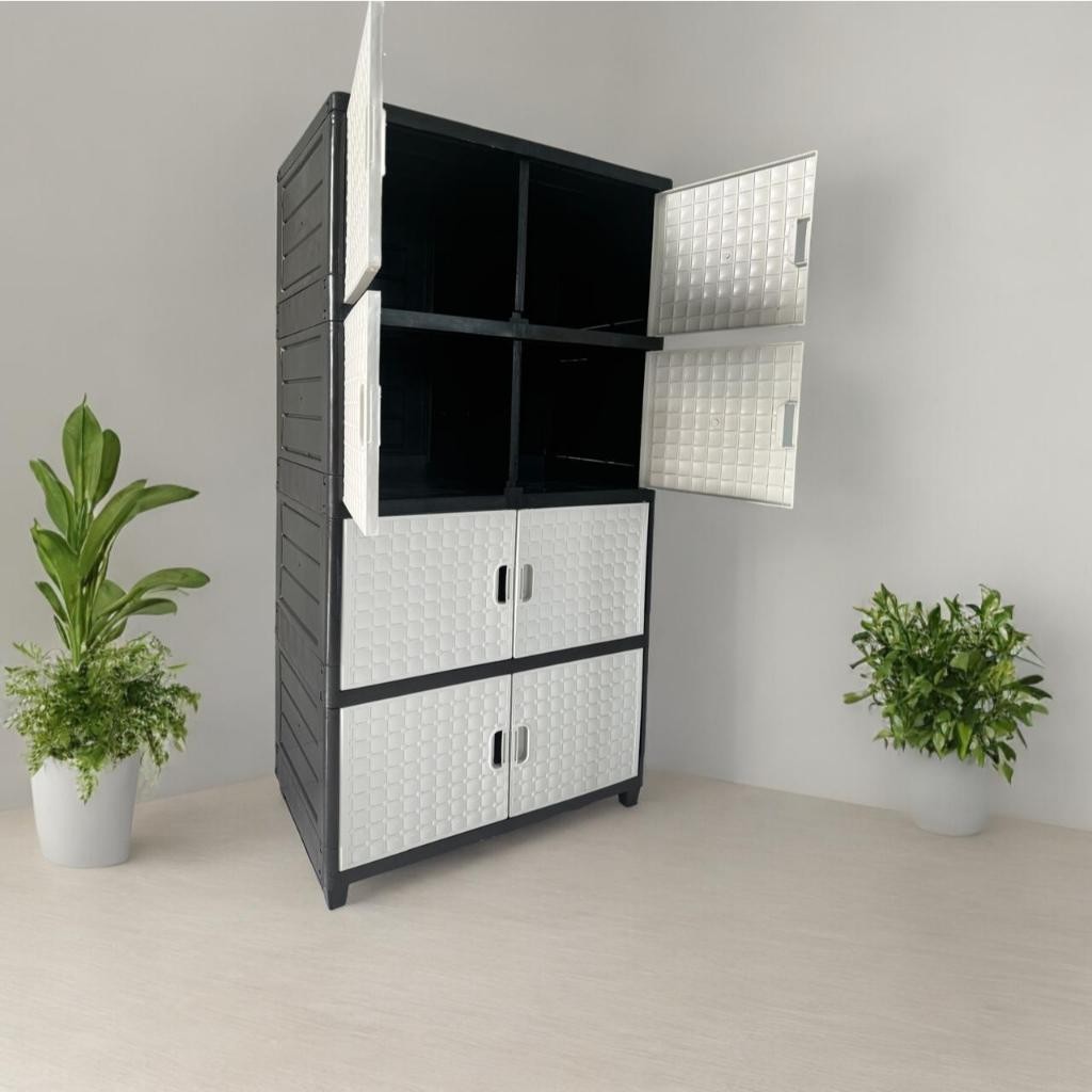 (GS)Lemari Plastik Elco 4 Susun Wide Rak Lemari Simple Rakit