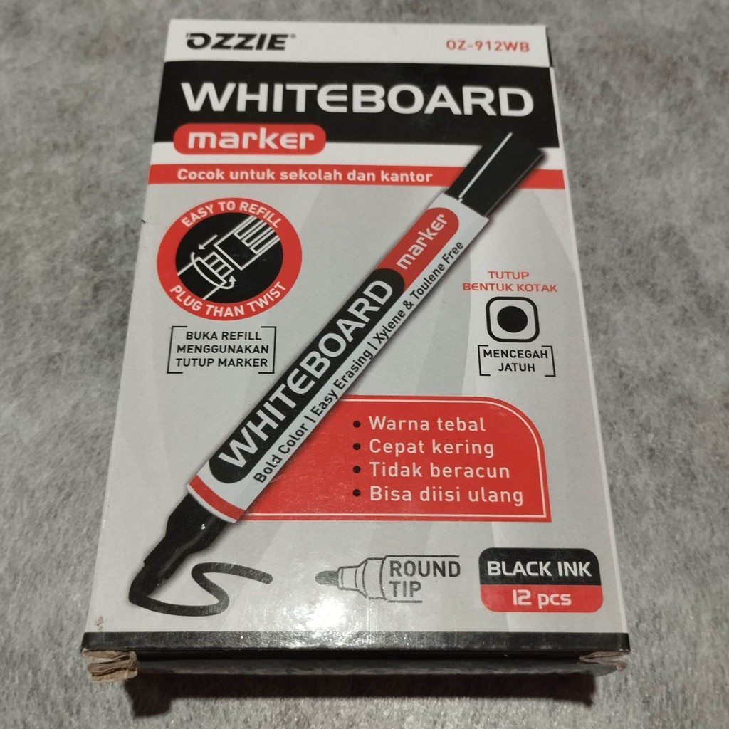 

spidol whiteboard ozzi hitam 12 pcs