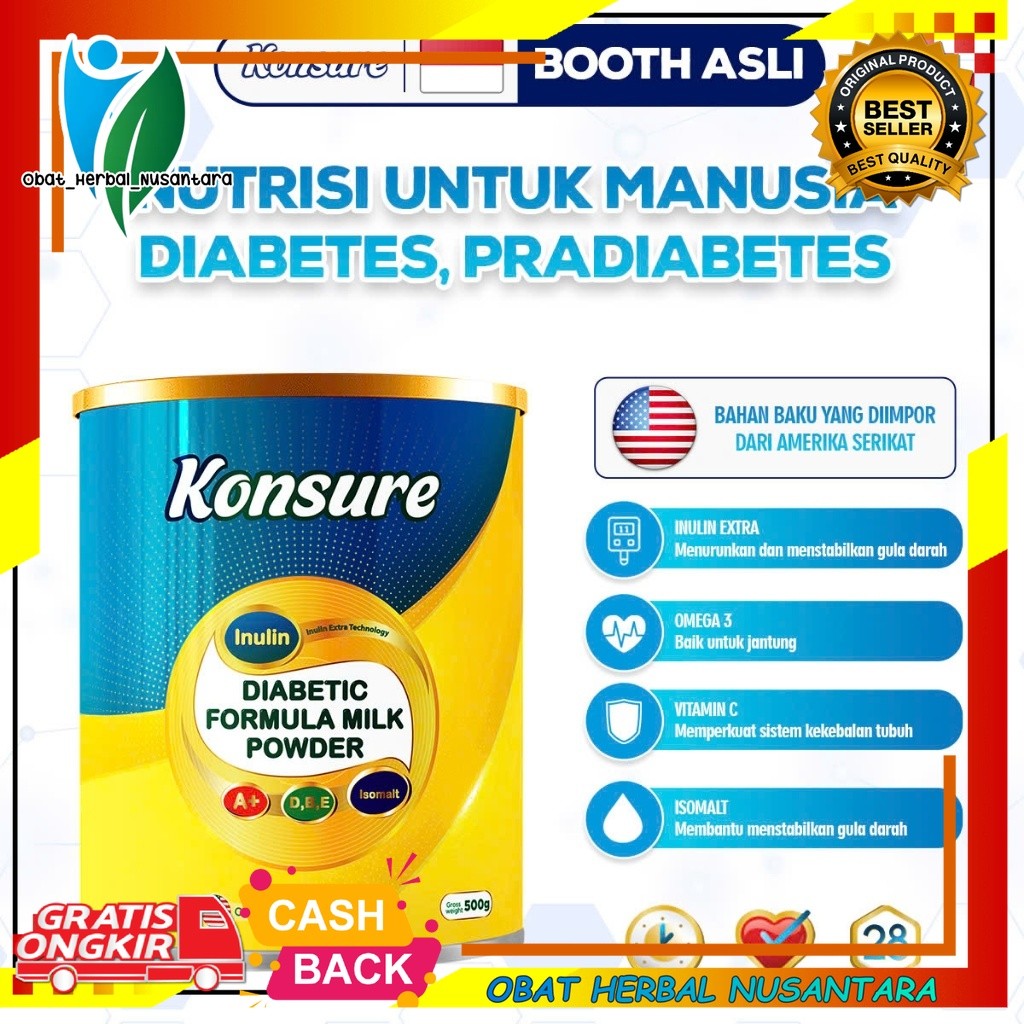 

KONSURE SUSU DIABETES IMPOR | NUTRISI UNTUK DIABETES, MERANGSANG PANKREAS PRODUKSI INSULIN ALAMI Neto 500g
