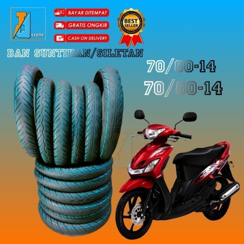 Ban Tubless PROMO Ban motor matic ring 14 uk 70/80-14 + 80/90-14 ukir atau siletan merek random non 