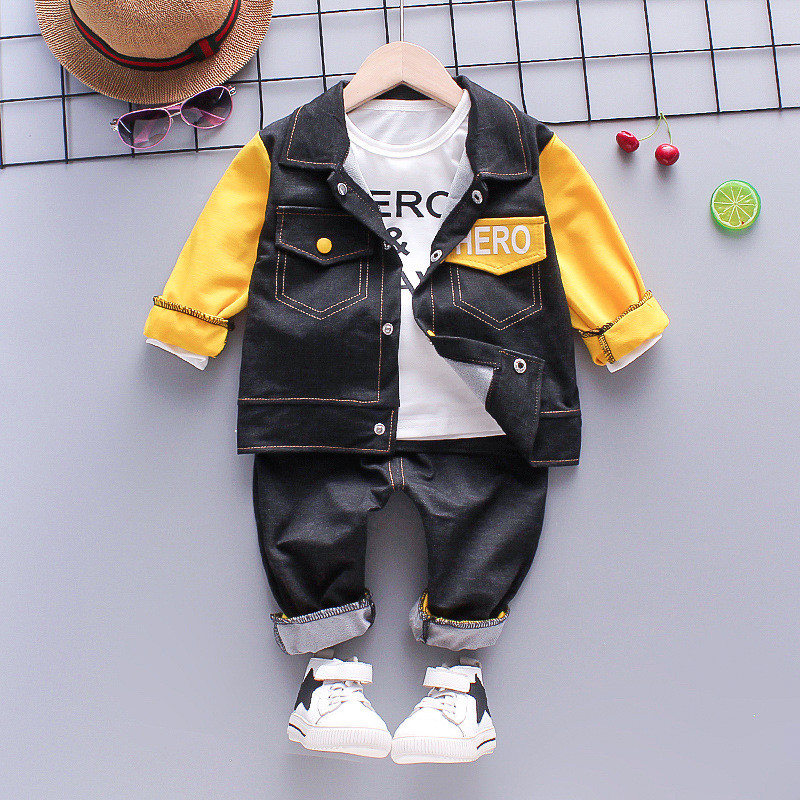 Setelan Jaket Set 3in1 Anak Laki Laki Model Denim Import 6 Bulan - 5 Tahun Cowok