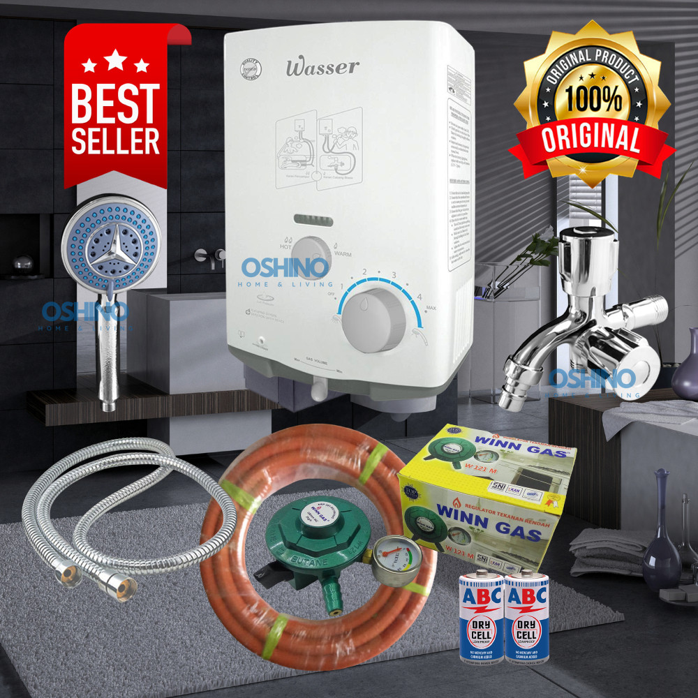 Paket Water Heater Pemanas Air Kamar Mandi Gas Wasser Komplit