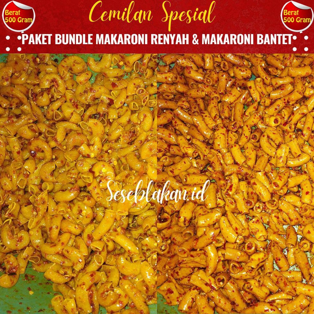 

PAKET BUNDLE MAKARONI BANTET & MAKRONI RENYAH PEDAS 500gr Perkemasan