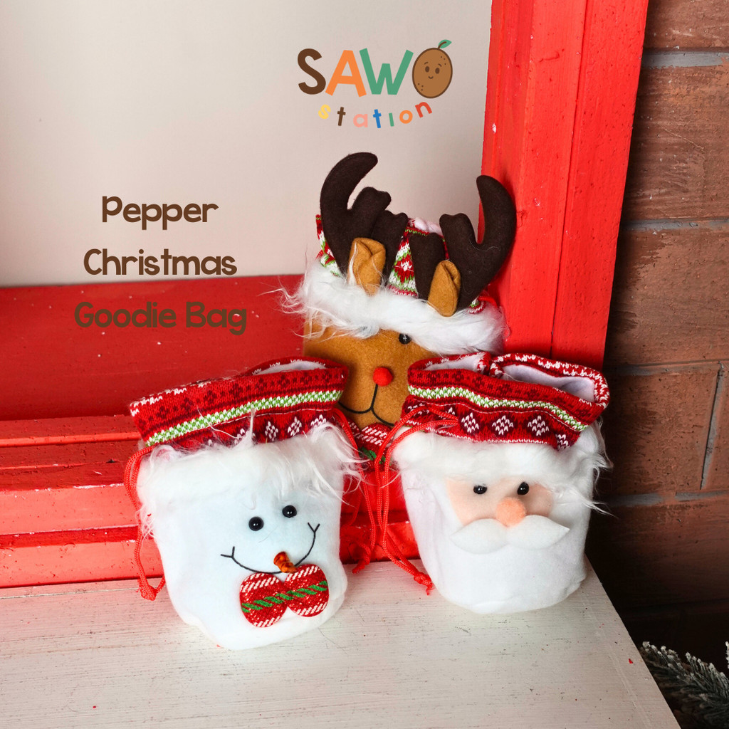 

Pepper Christmas Goodie Bag - Tas Serut Bags Gift Candies Goodie Tas Kado Natal Camilan Hadiah Dekorasi Kecil Pouch Santa Snowman Reindeer Rusa Sinter Klaus Treat Xmas