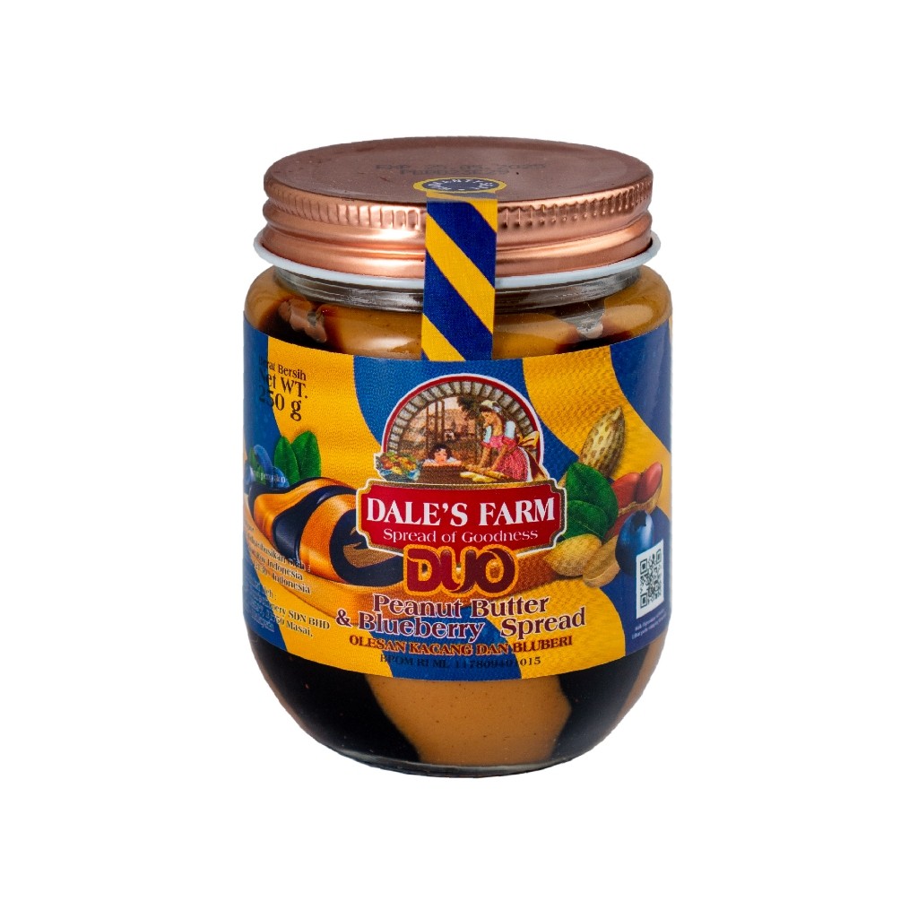 

Dale's Farm Duo Peanut Butter & Blueberry 250g - Selai Kacang