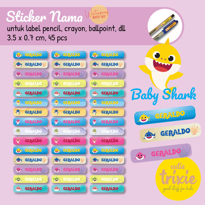 

STICKER LABEL NAMA ANAK PENSIL PEN CRAYON BABYSHARK