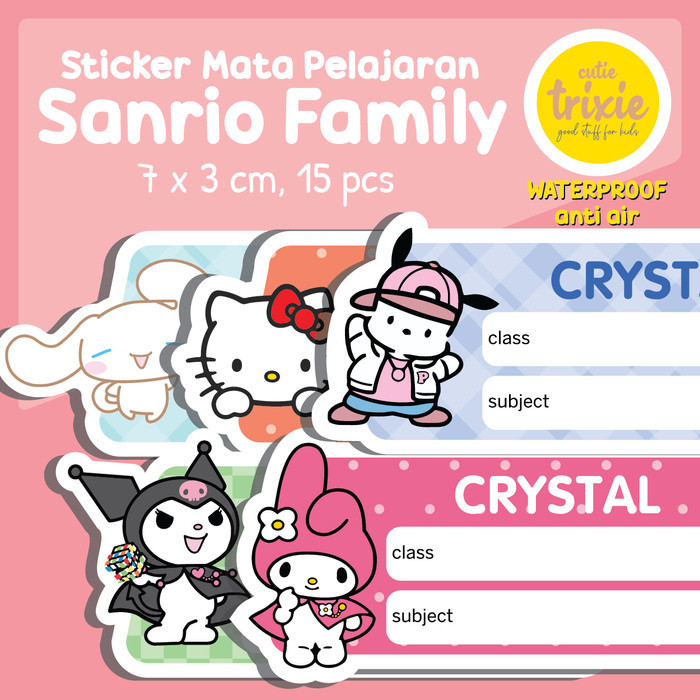 

Sticker Label Buku Mata Pelajaran Mapel Sanrio Family