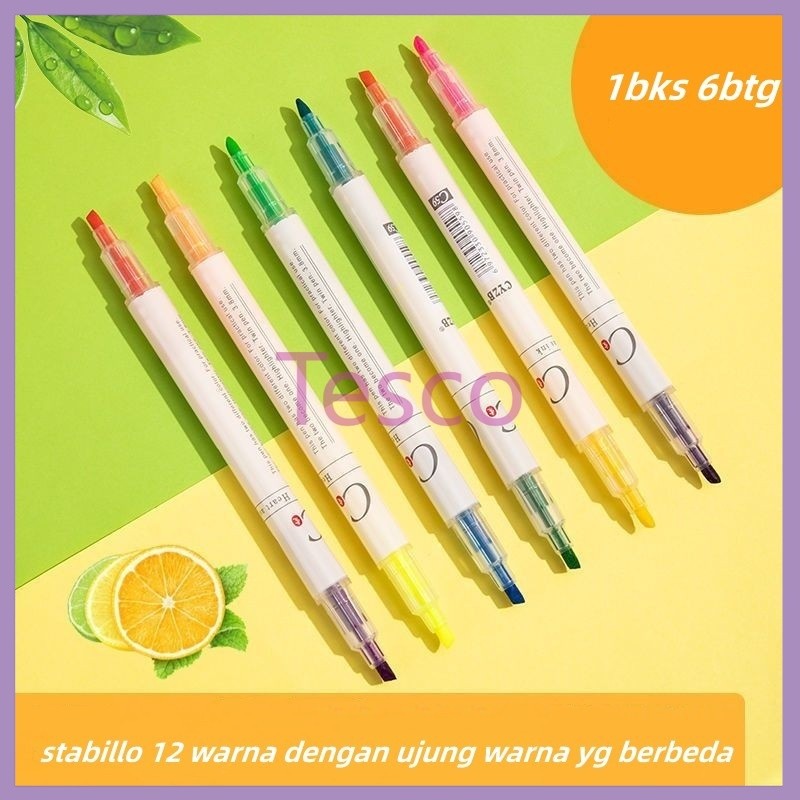 

Tesco stabilo/ stabilo 12warna /1set stabilo isi 6pcs dengan warna berbeda
