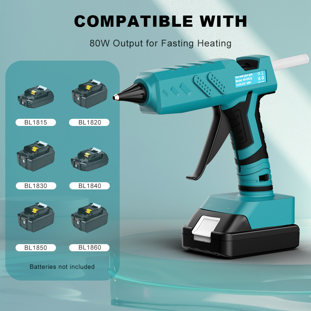 

Mellif 80W Cordless Hot Glue Gun for Makita 18V LXT Battery BL1830 BL1840 Full Size DIY Electric Heat Repair Tool