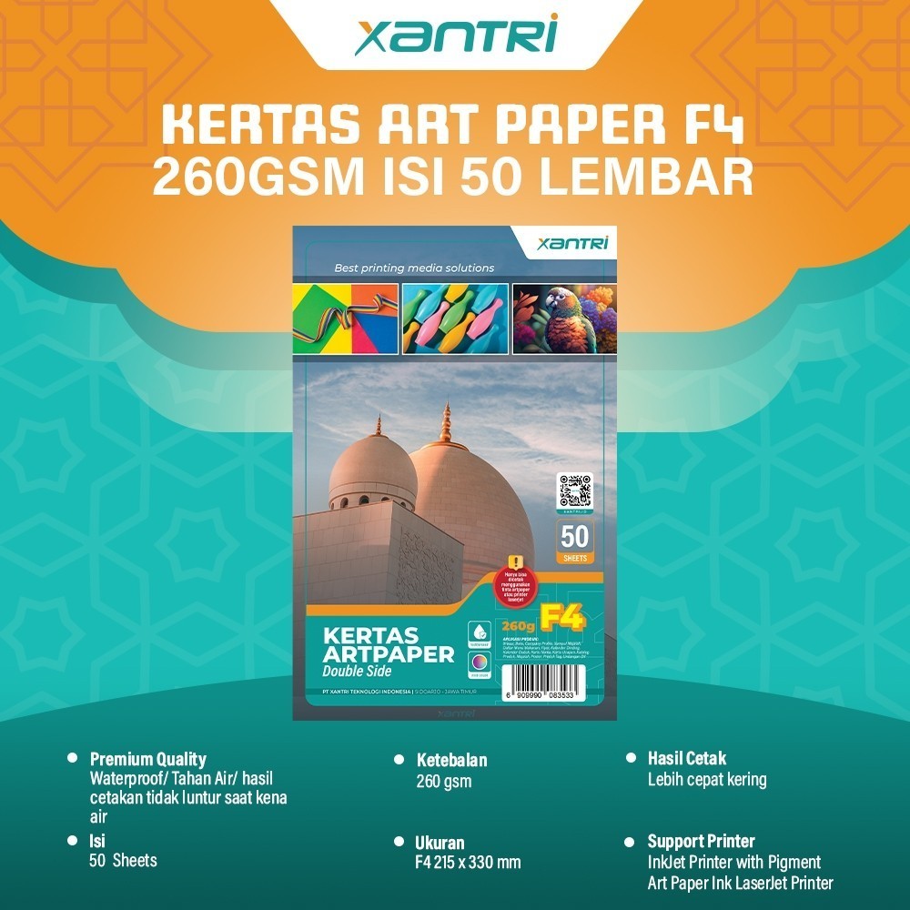 Xantri - Kertas Art Paper F4 260gsm Isi 50 lembar Kertas Art Karton Cartoon Printer F4
