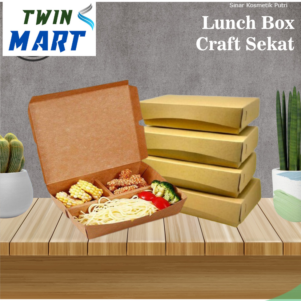 

[Sekat] Paper Lunch Bos Craft Sekat / Box Kertas Kemasan Makanan