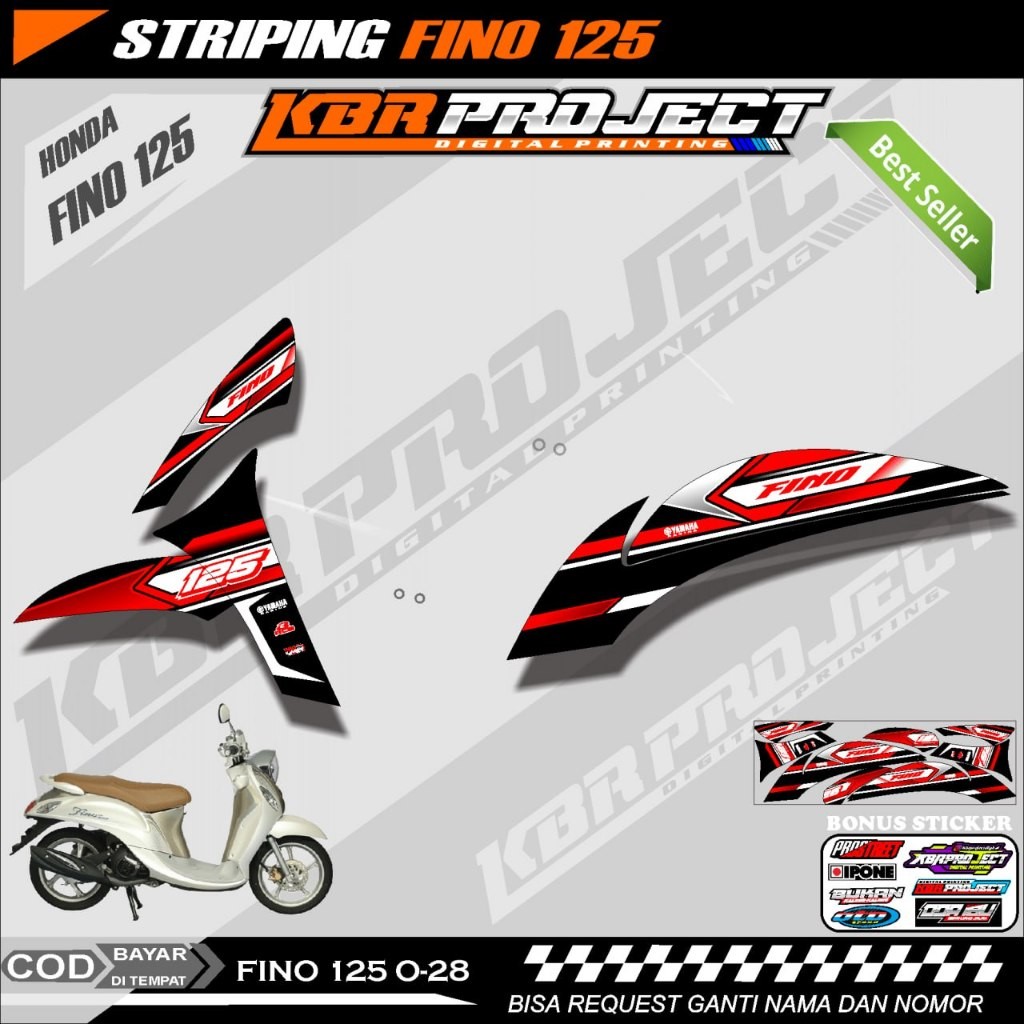 FINO 125 STIKER STRIPING PREMIUM MOTOR KEREN LIS VARIASI FINO 125 STIKER MOTOR YAMAHA DESAIN RACING