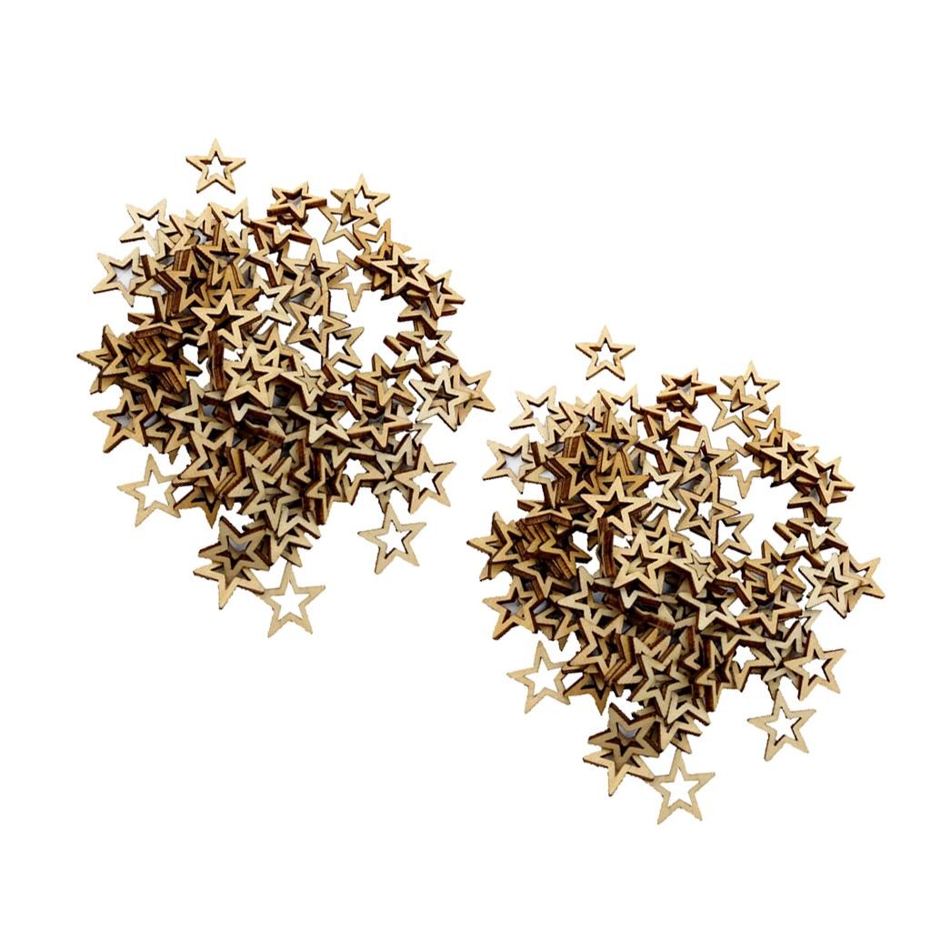 

200Pcs Unfinished Wood Shape Star Embellishment for Woodcraft DIY 10mm/0.39
