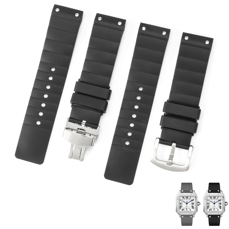 Watch accessories Band For Cartier Santos 100 Rubber black Watch Strap high quality waterproof man S