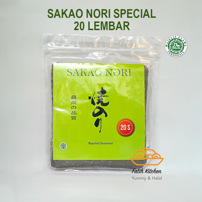

Sakao Nori Sushi Nori 20 lembar Halal MUI - Seaweed Rumput Laut