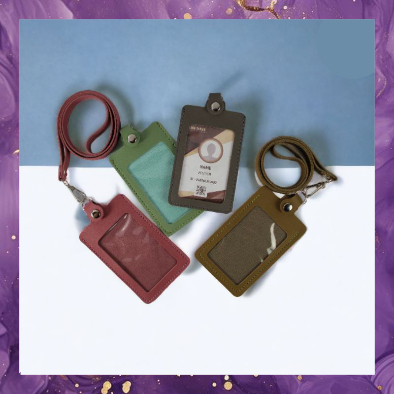 

(SBA) Tempat ID Card Holder Kulit PU Tali Lanyard Kantor Name Tag AP4525C5