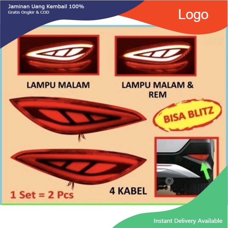 Lampu LED bumper belakang All new Rush/Terios 2018 - 2023. Tasya_Variasi_Mobil