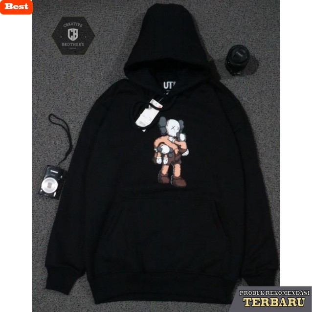 hoodie pria keren BEST SELLER HOODIE JAKET PRIA WANITA UNIQLO KAWS ORIGINAL - Motive Cream