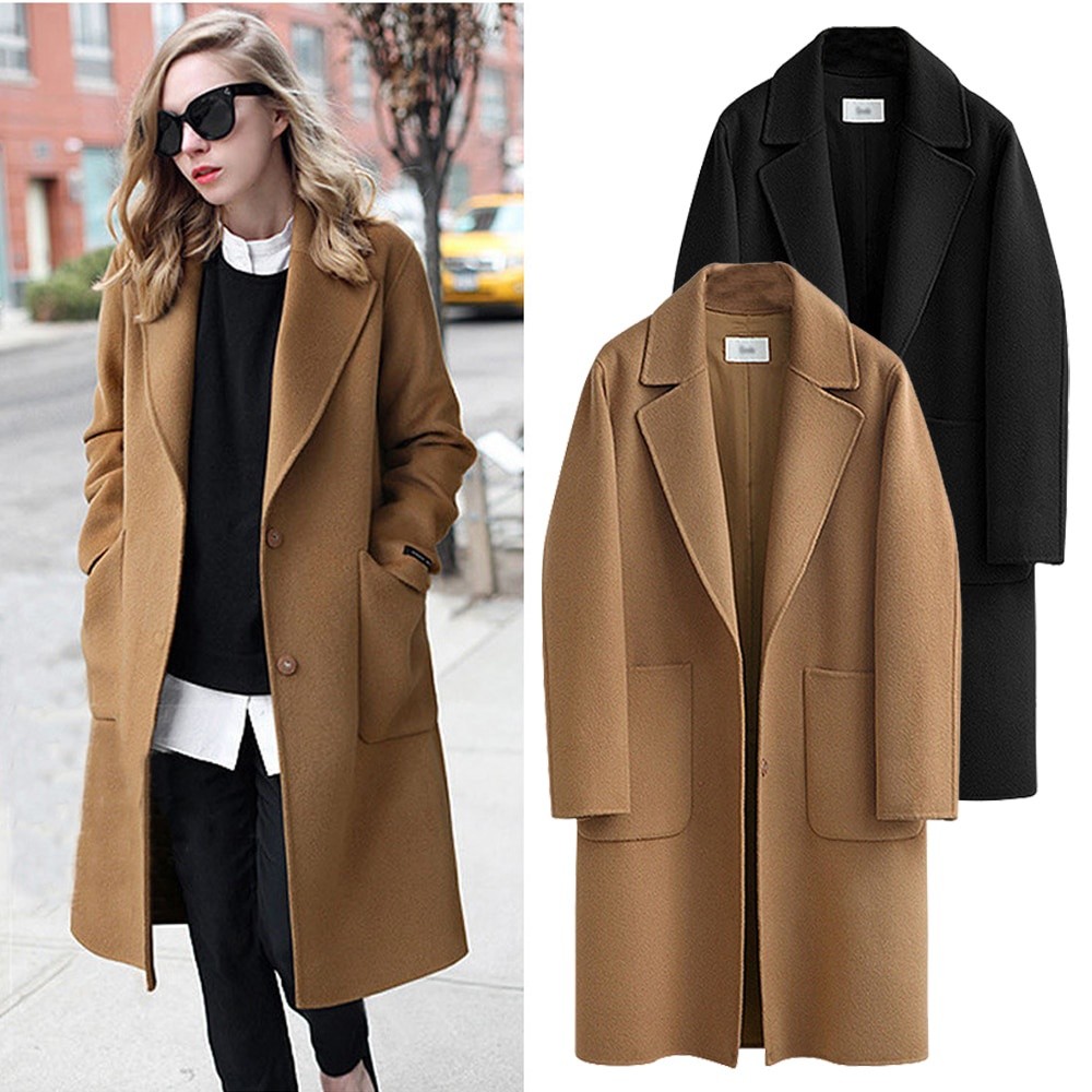 Blazer Wanita Korea Style Panjang Kekinian / Jas Long Coat Wanita / Jaket Winter Wanita Panjang Baha