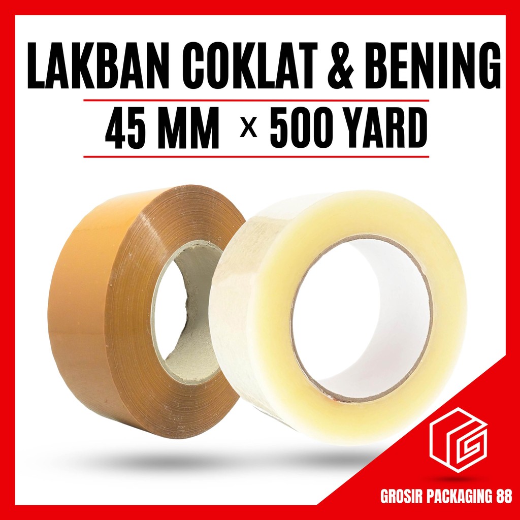 

Lakban Bening Coklat 2 Inch 500 Yard Plakban Bening Coklat 45MM 2” Inci 500Yard Lakban Solatip Isolasi OPP Bening Coklat 2 Inch 45mm x 500 Yard 45mic MURAH