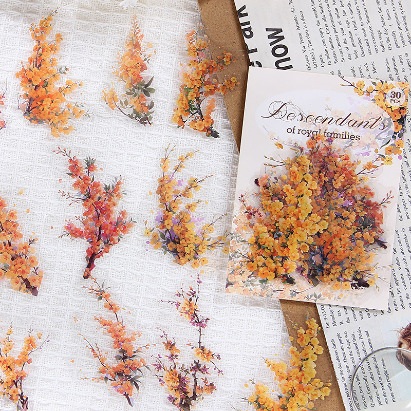 

Journamm 30pcs/pack PET Plants Flowers Stickers DIY Scrapbooking Planner Collage Diary Supplies Aesthetics Sticker Stationery