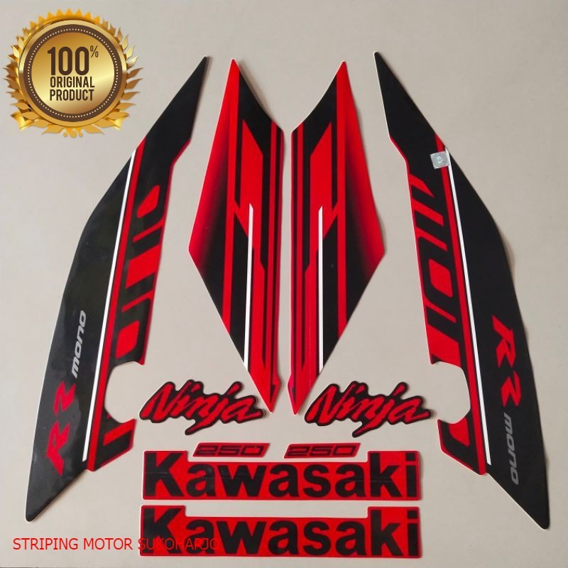 (ORI) Striping Kawasaki ninja rr 250 mono 2016 body merah stiker Kualitas original