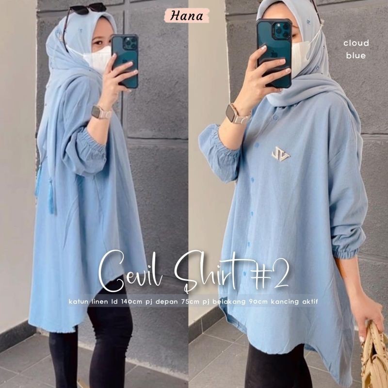 [New Year Sale] ATASAN TUNIK  JUMBO LD 140 KEMEJA WANITA OVERSIZE BAHAN KATUN LINEN BUSUI KANCING DE