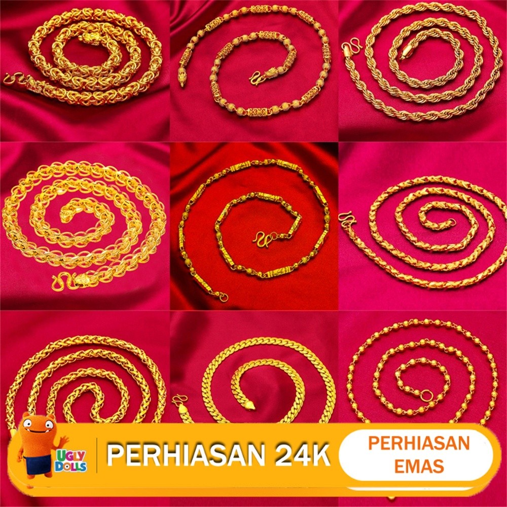 Perhiasan emas pasir/24 K Kalung laki-laki emas/Retro dominasi kalung bos laki-laki lebar/kalung pem