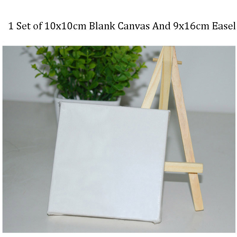 

1 set of 10x10cm blank canvas and 8x15cm easel cotton canvas watercolor oil painting board artist watercolor art supplies