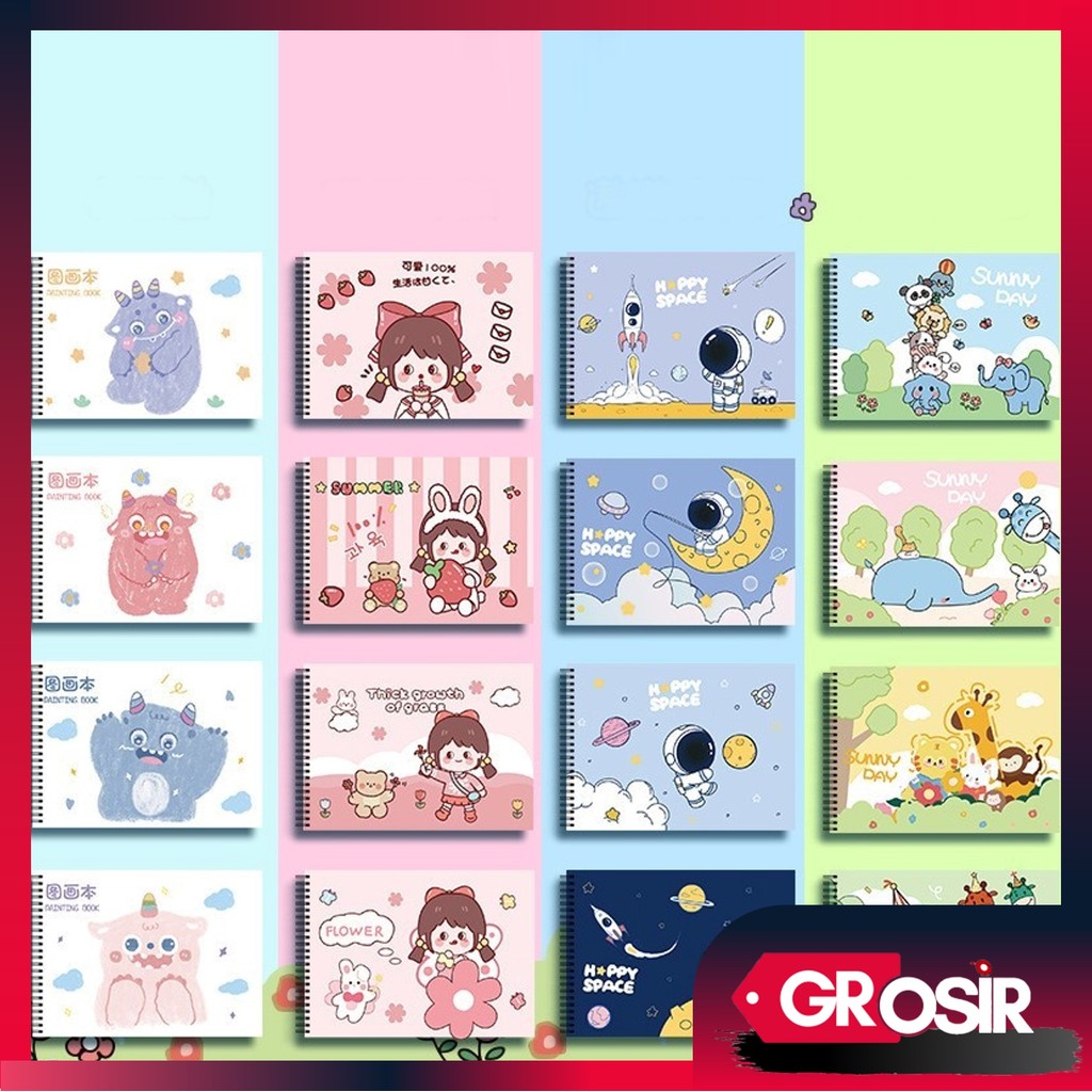 

Grosir - S6132 Buku Gambar Anak Balita / Buku Menggambar Painting Book Kids / Drawing Book Ring Kartun / Sketch Book Motif Karakter