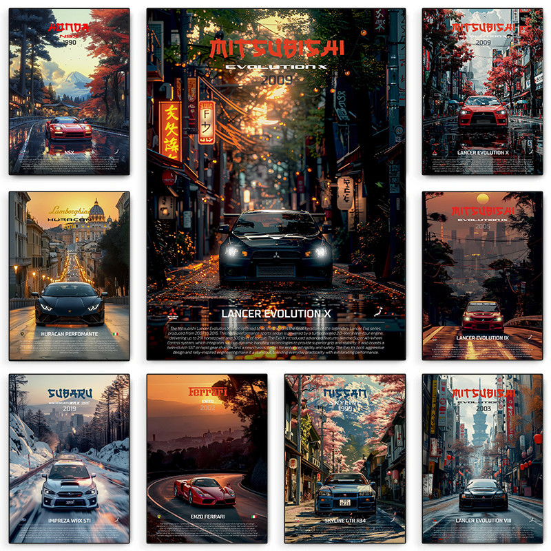 

Supercar introduce Decor poster Canvas painting It well All Starts with Dream decoration living room storefront home decoration