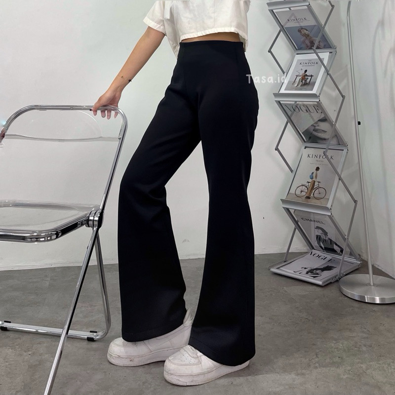 DHOLISHOP.ID Tasa.id - Flare Pants - highwaist Flare Pants - Highwaist Kulot Cutbray Scuba