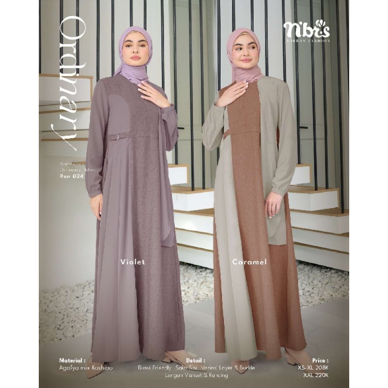 Nibras Gamis Terbaru RON 024 | Gamis Nibras Violet | Gamis Nibras Caramel | Gamis Nibras Terbaru 202