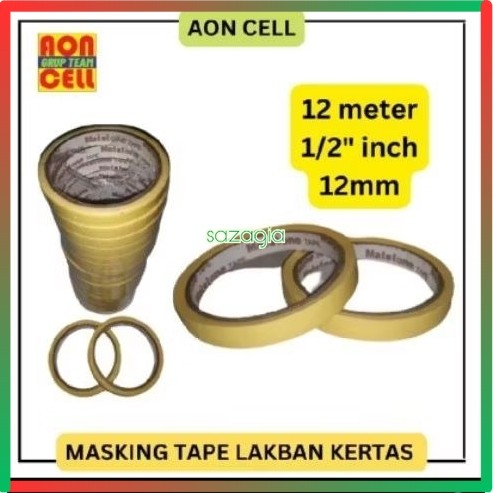 

(SG) MASKING TAPE LAKBAN KERTAS 12 mm 1/2 INCH 12 Meter Selotip Kertas