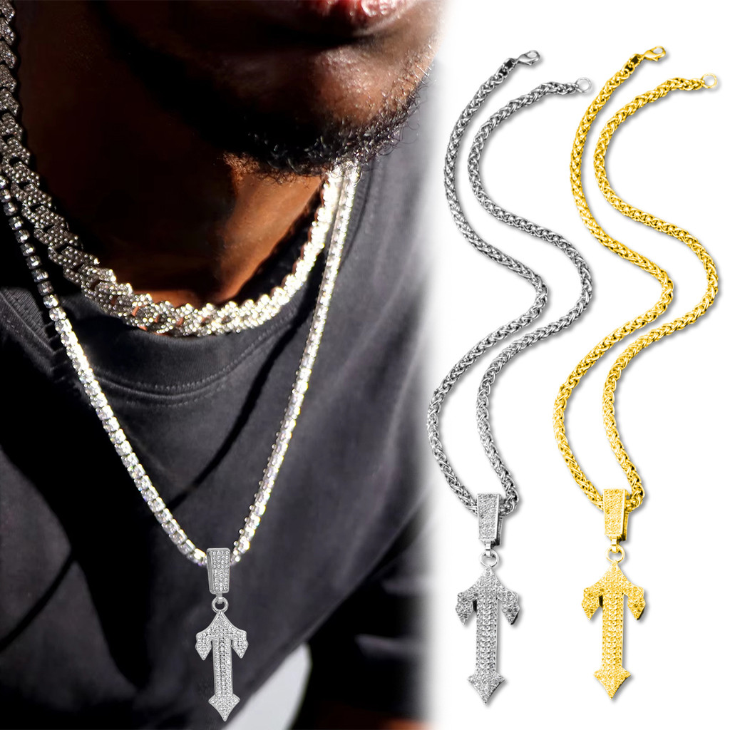Emas/Perak kalung pedang salib Hip Hop kalung salib titanium anti karat Kalung Liontin Pedang