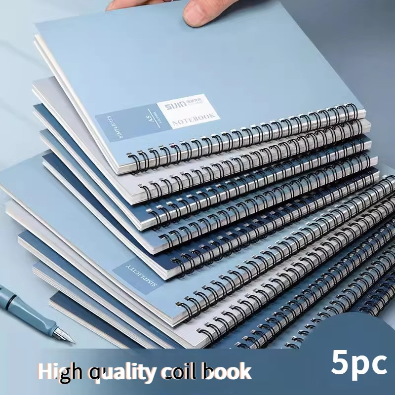 

A5 B5 Blue Series Spiral Notebook High Quality Metal Cardboard Cover for School Supplies Office Stationery Writing Durable Gift