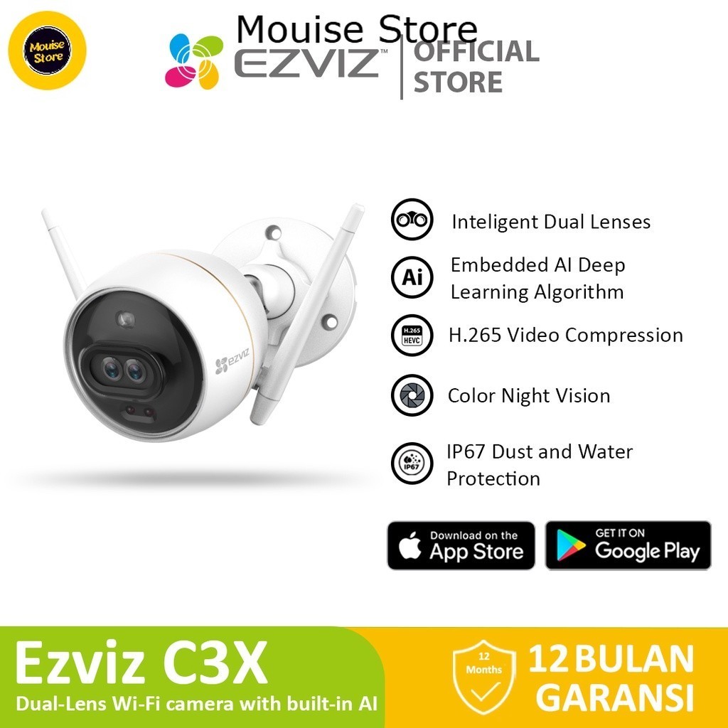 Ezviz C3X 2MP Smart Home Dual IP Camera lens Outdoor CCTV